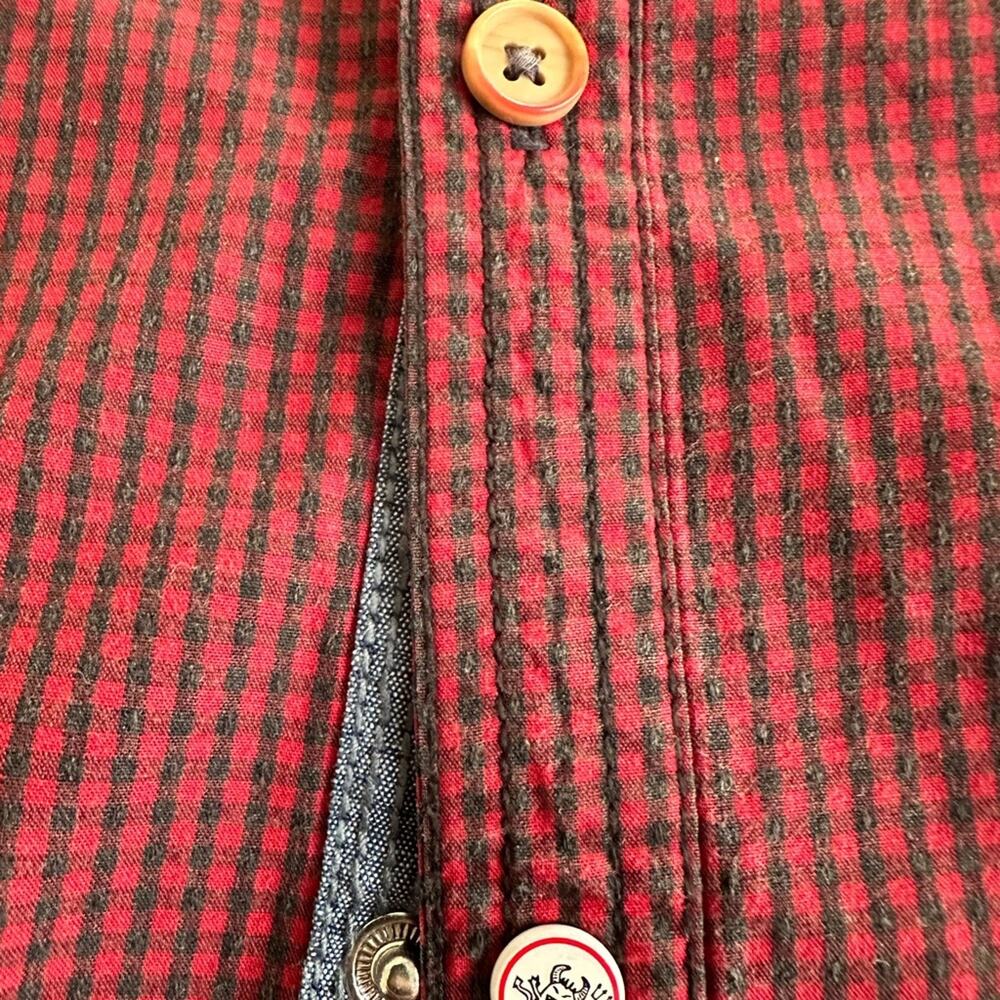 Robert Graham Tailored Fit Red Blue Check Long Sleeve Button Up Shirt Christmas - Picture 3 of 11